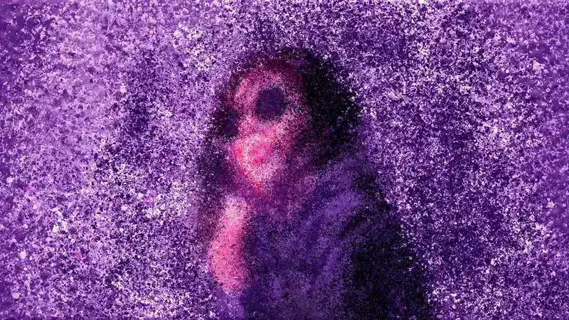 Ilustração digital Girl in Purple Rain criada por Murilo Gregorio Alves